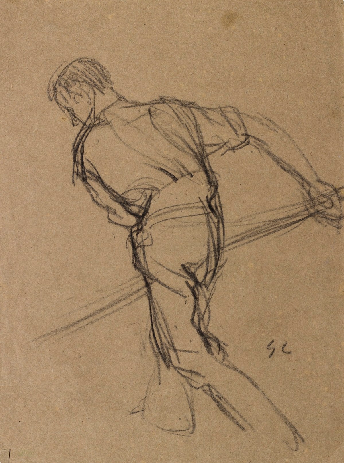 Sir George Clausen RA, Sketch of a male figure for a mowing subject