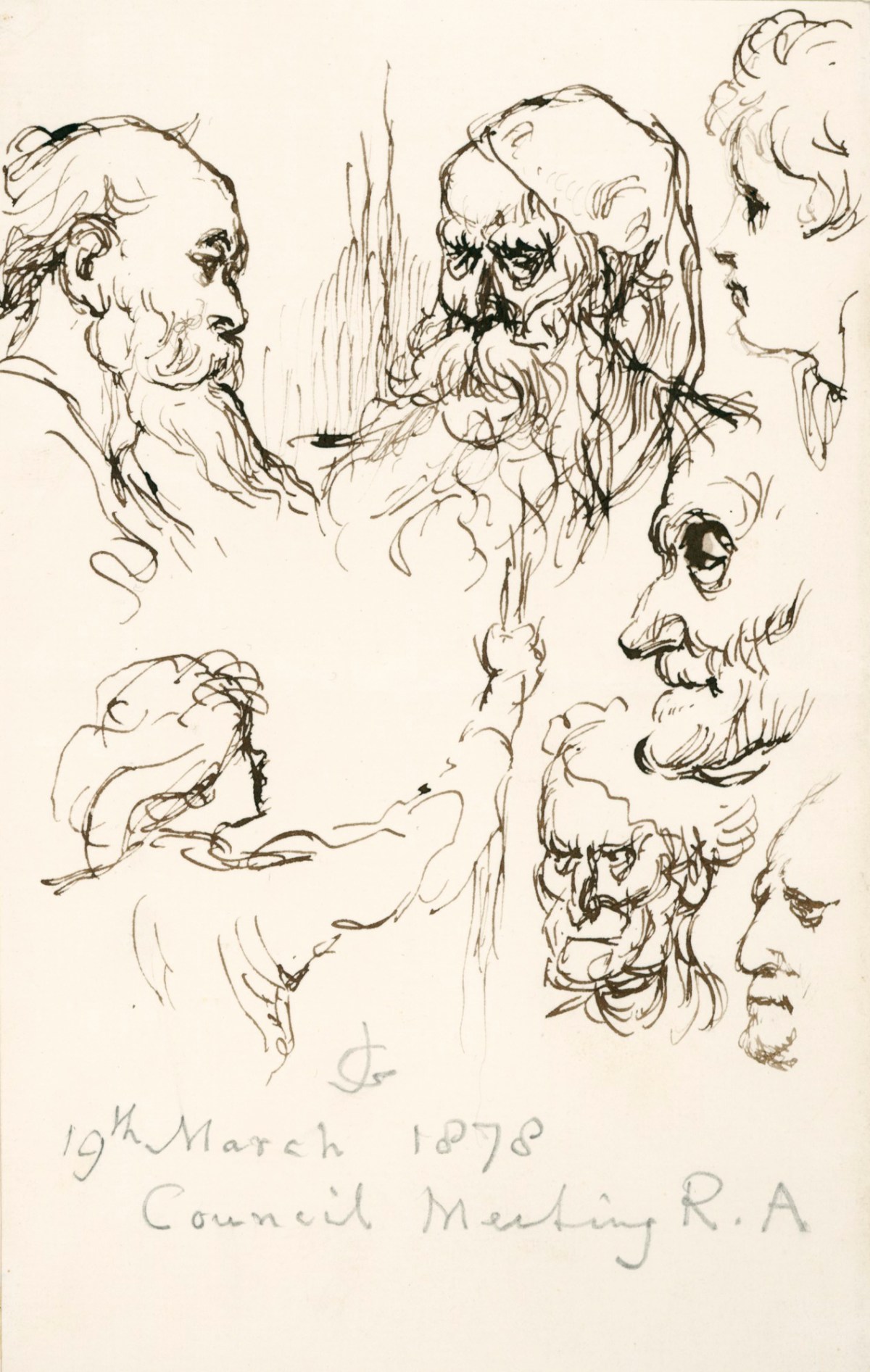 Sir John Gilbert RA, Sketches made in a Royal Academy Council meeting
