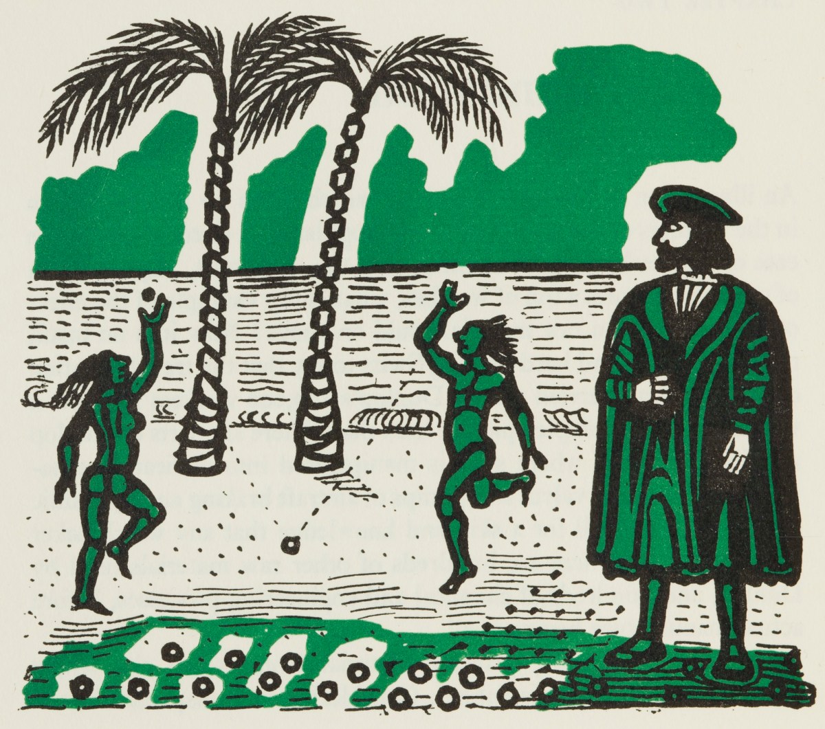 Edward Bawden RA, Columbus and Haitians playing with a rubber ball