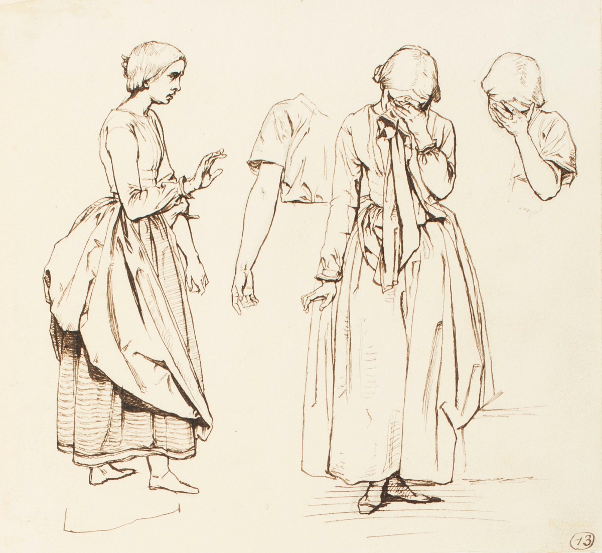 Studies Of A Standing Female Figure For An Illustration To