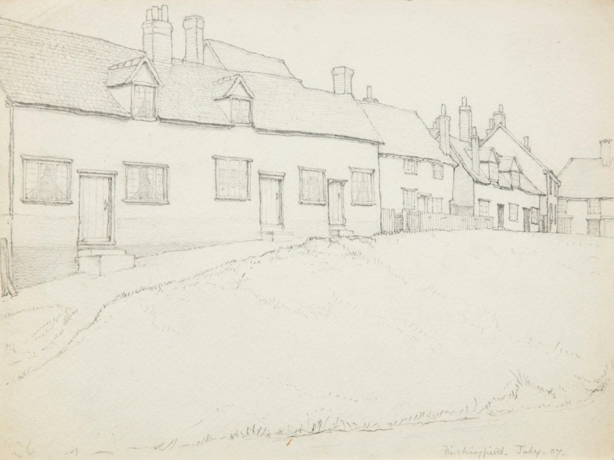 Sir George Clausen RA, Cottages at Finchingfield, July 1907