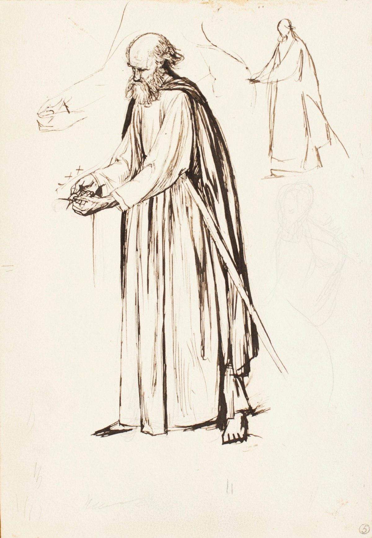 Henry Hugh Armstead RA, Studies of a standing figure, for the 'History of the Shirleys' reliefs