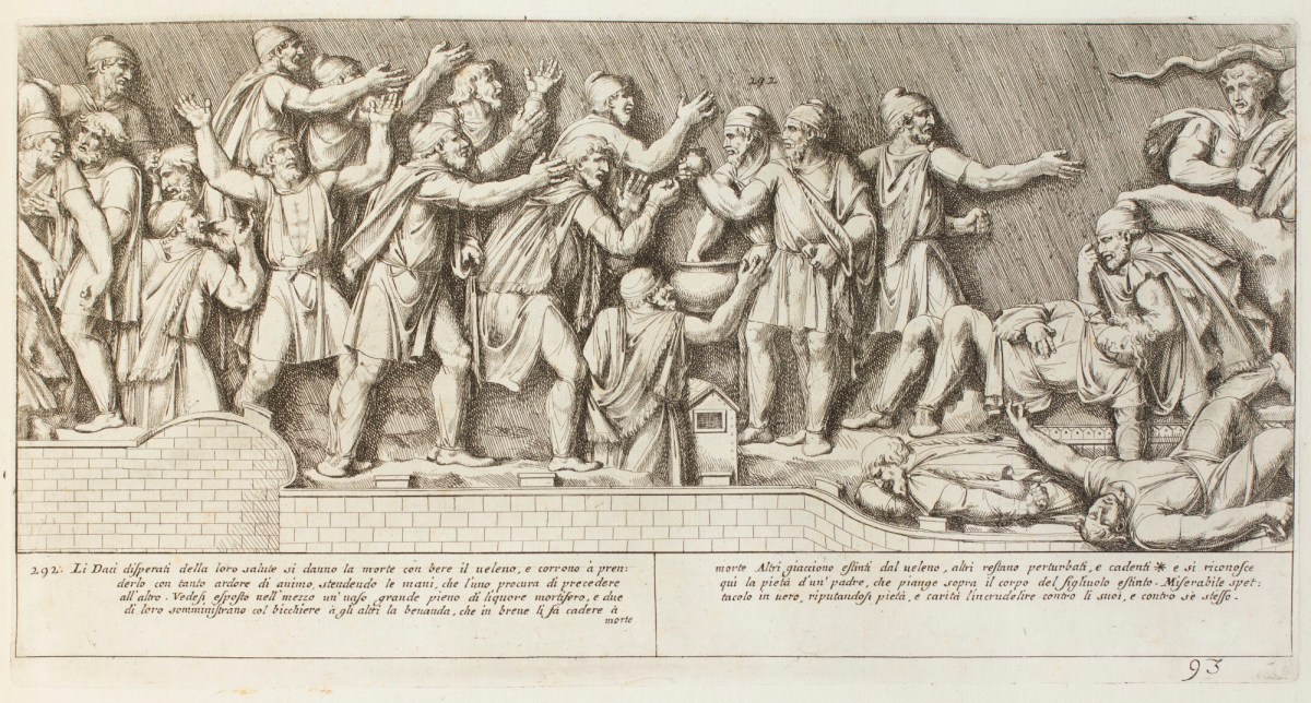 Pietro Santi Bartoli, Plate 93: Dacians poisoning themself after their defeat