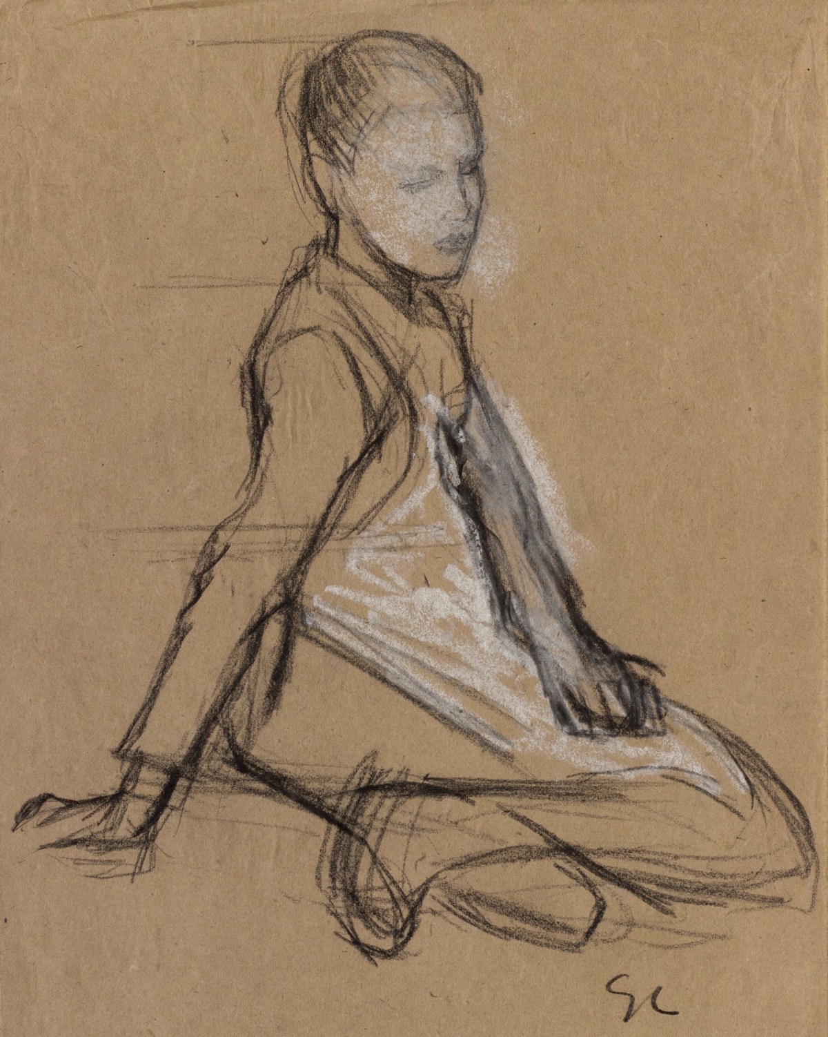 Sir George Clausen RA, Figure study for 'Summer in the Fields'