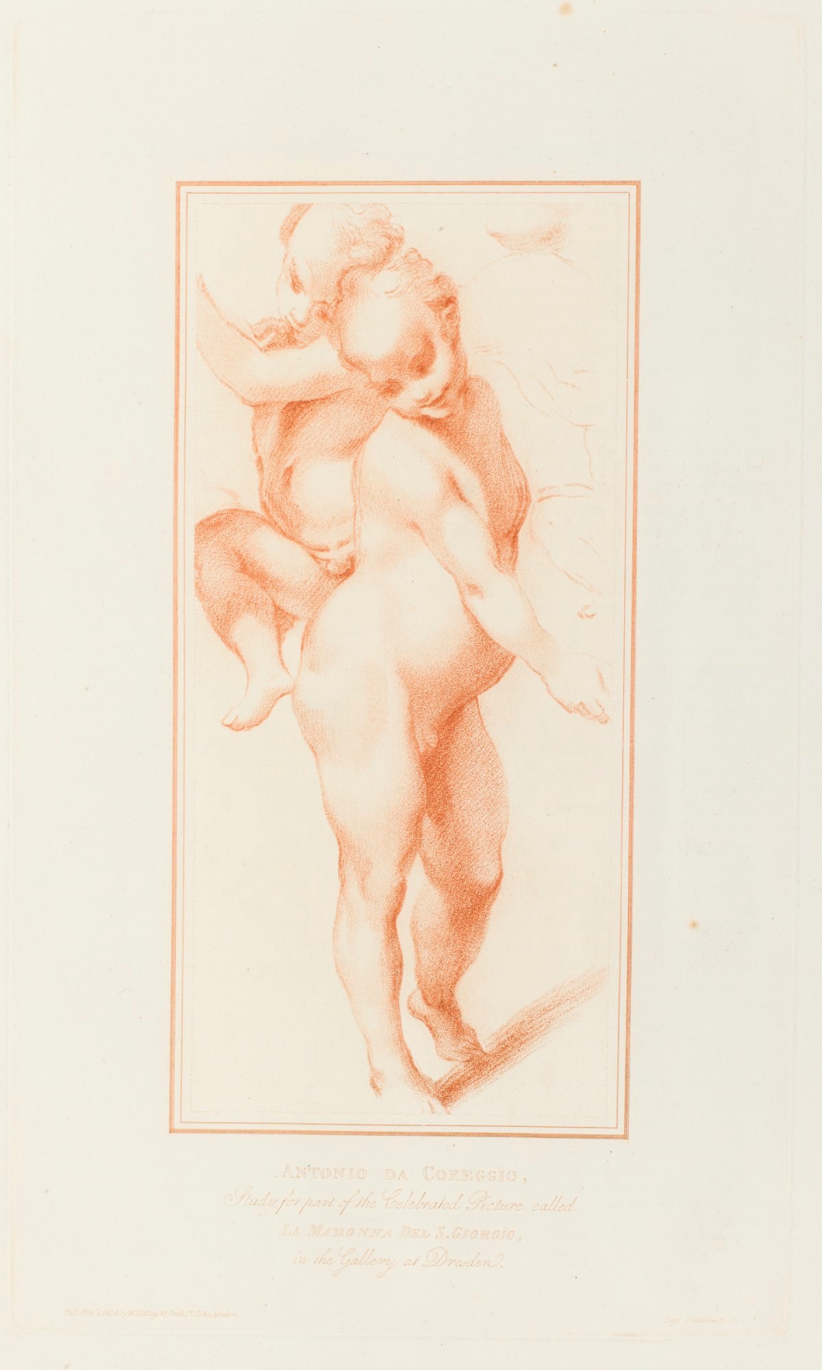 Luigi Schiavonetti, 'Study for part of the Celebrated picture called 'La madonna del S. Giorgio', in the Gallery at Dresden' after a drawing attributed to Antonio da Coreggio