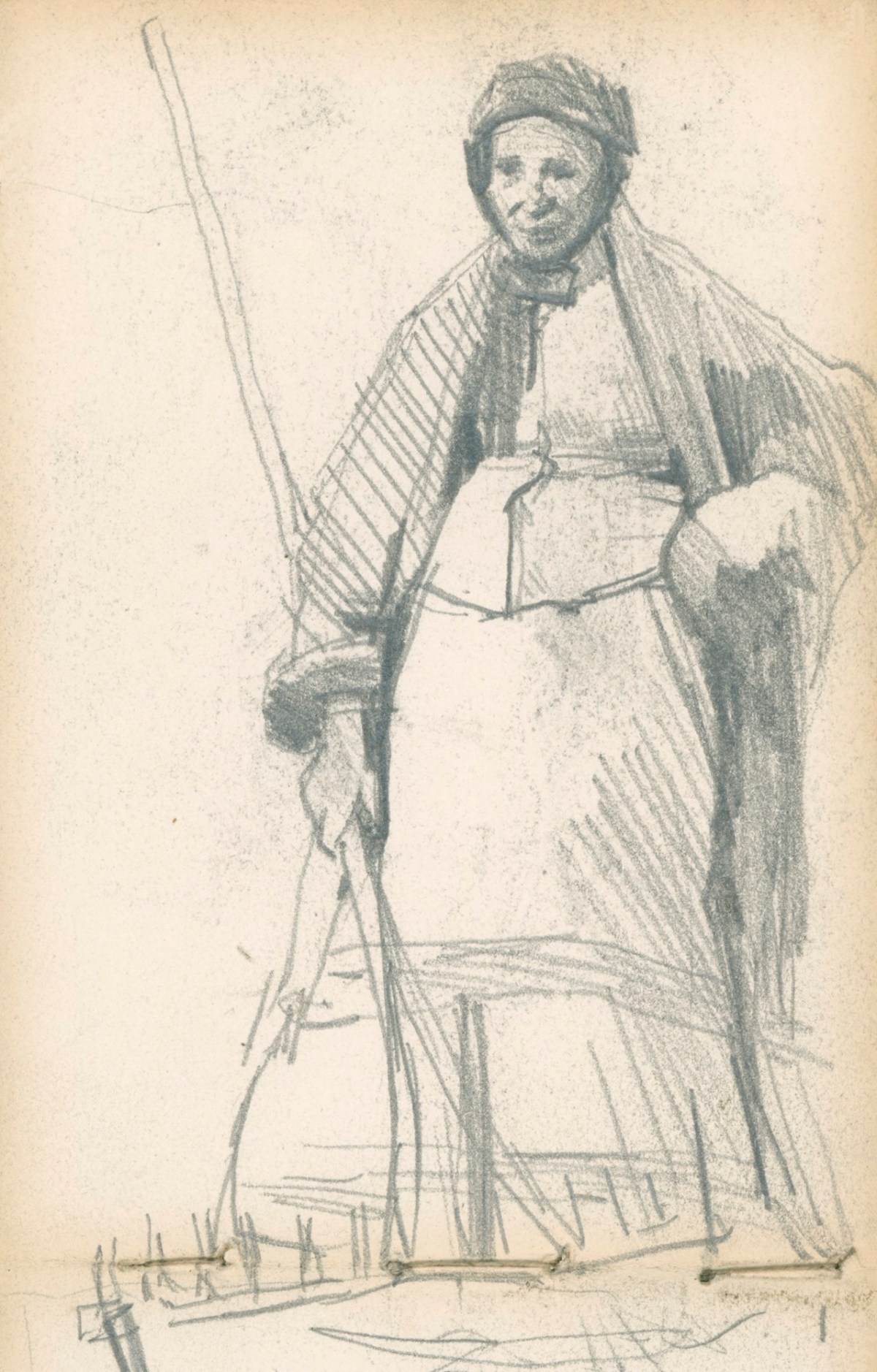 Study of a woman holding a rake Works of Art RA Collection Royal