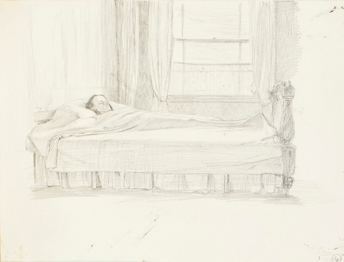 Henry Hugh Armstead RA, A woman lying in a bed