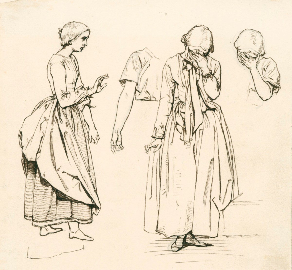 Henry Hugh Armstead RA, Studies of a standing female figure for an illustration to Tennyson's Dora