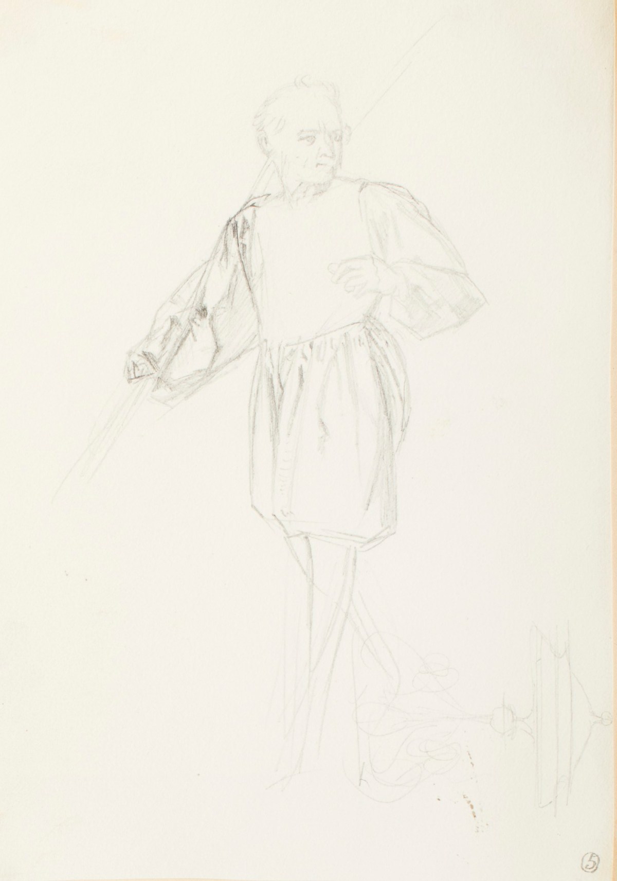Henry Hugh Armstead RA, Study of a standing male figure, for the 'History of the Shirleys' reliefs
