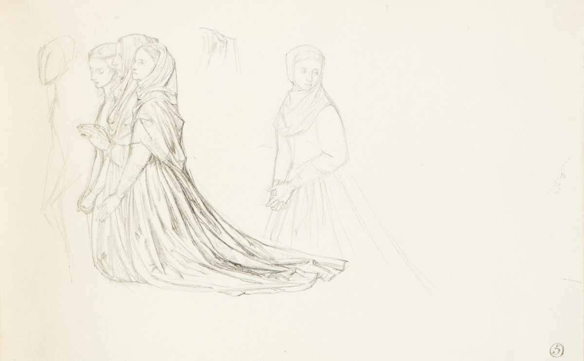 Henry Hugh Armstead RA, Studies of kneeling figures for the 'History of the Shirleys' reliefs