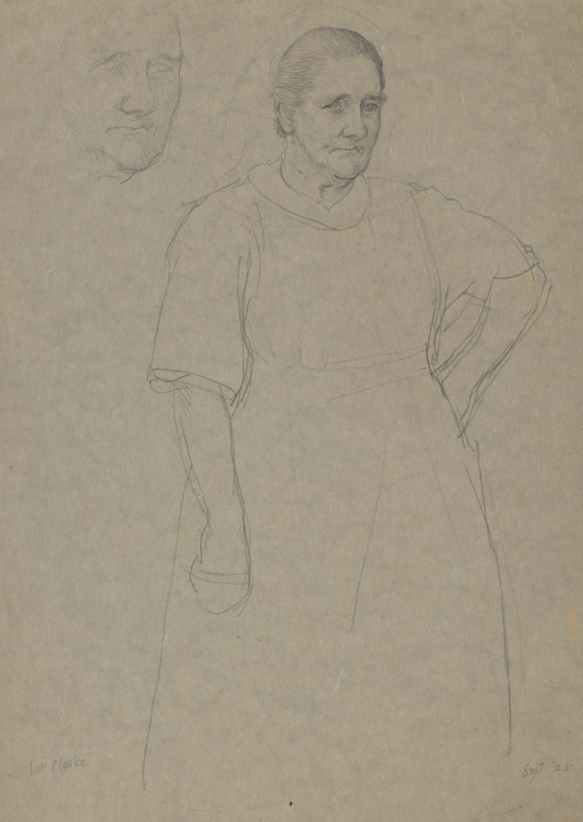 Sir George Clausen RA, Study of an old woman ('Mrs Clarke') for 'The English People ...'