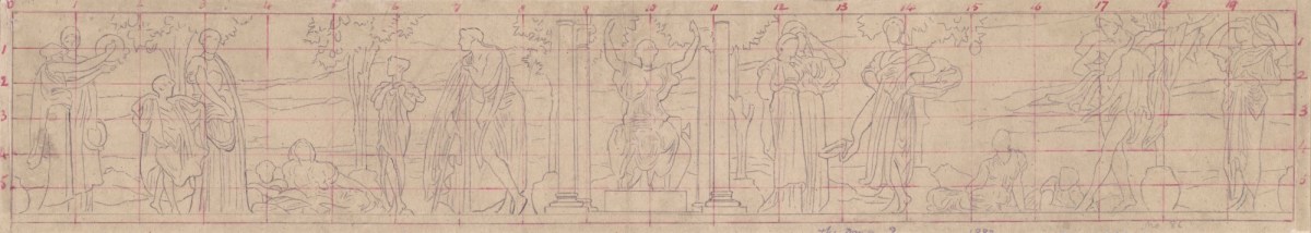 Lord Leighton PRA, Squared up tracing for 'The Dance'