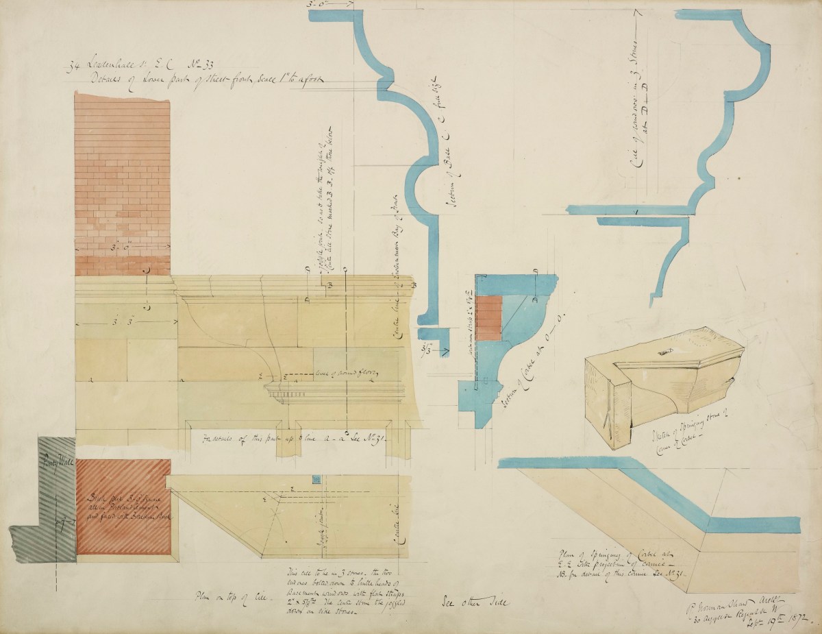 Richard Norman Shaw RA, Design for New Zealand Chambers, Nos. 34-35 Leadenhall Street, London E.C.3: