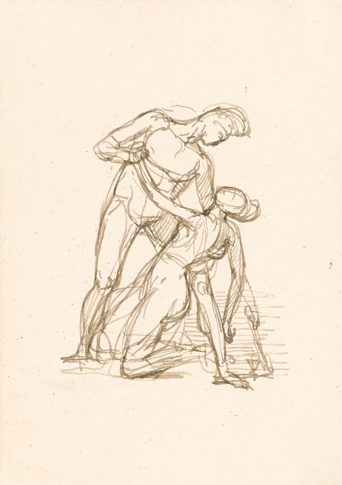 John Gibson RA, Standing warrior supporting a kneeling female figure