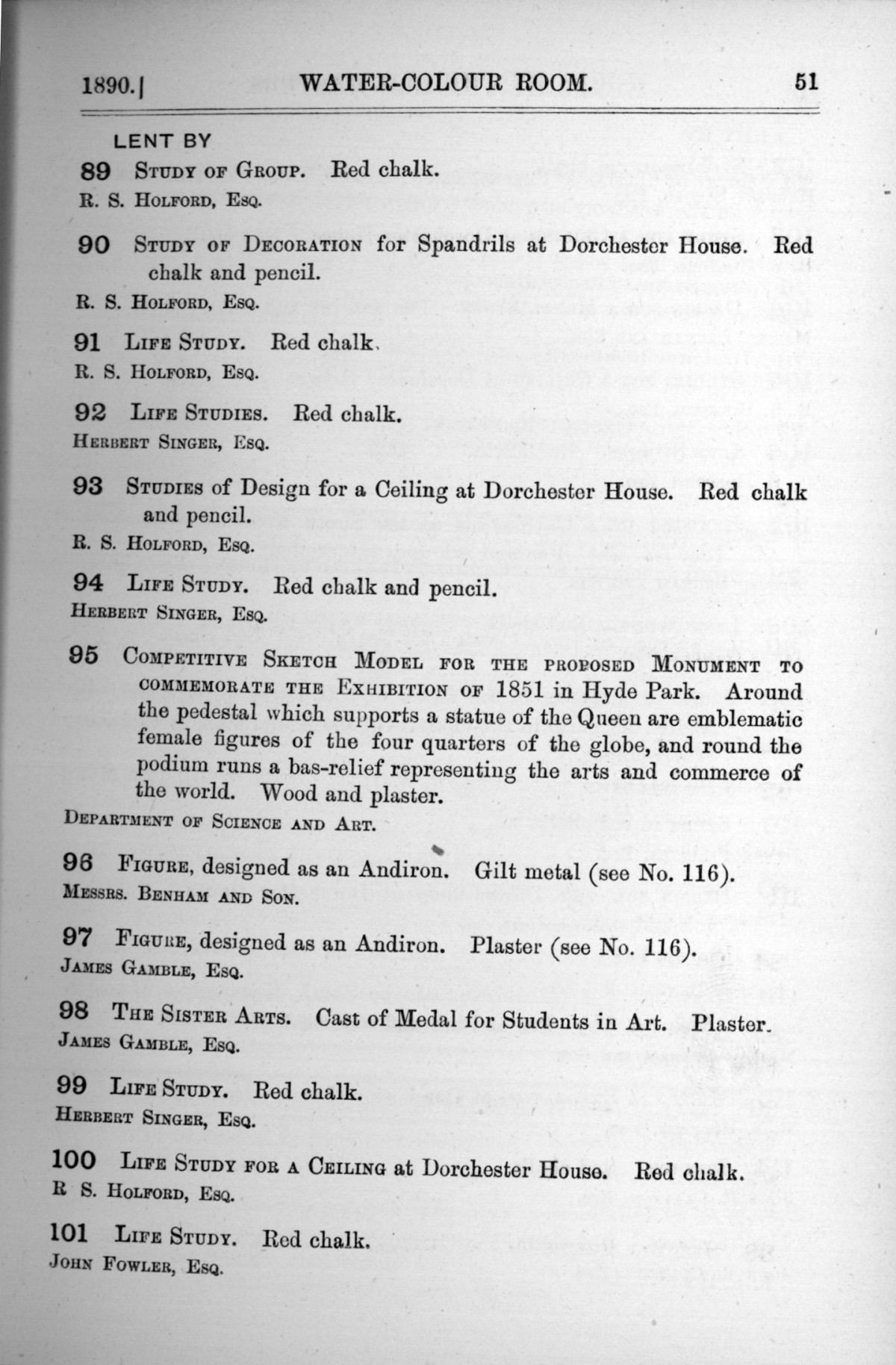 Page 51 of 1890 - Old Masters, deceased masters of the British School, drawings & models by Alfred Stevens