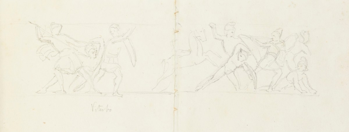 Richard Westmacott the Younger RA, Sketch of an Ancient Roman frieze depicting figures in combat