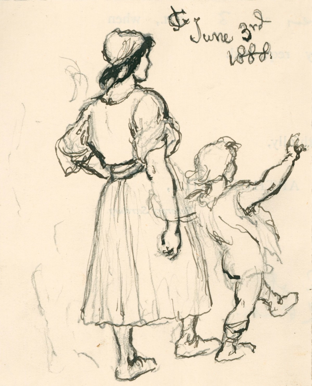 Sir John Gilbert RA, A woman and child