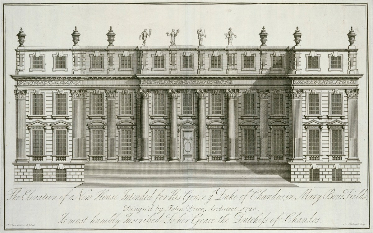 John Price the elder, The Elevation of a New House ... for ... Duke of Chandos, in Mary-bone Fields