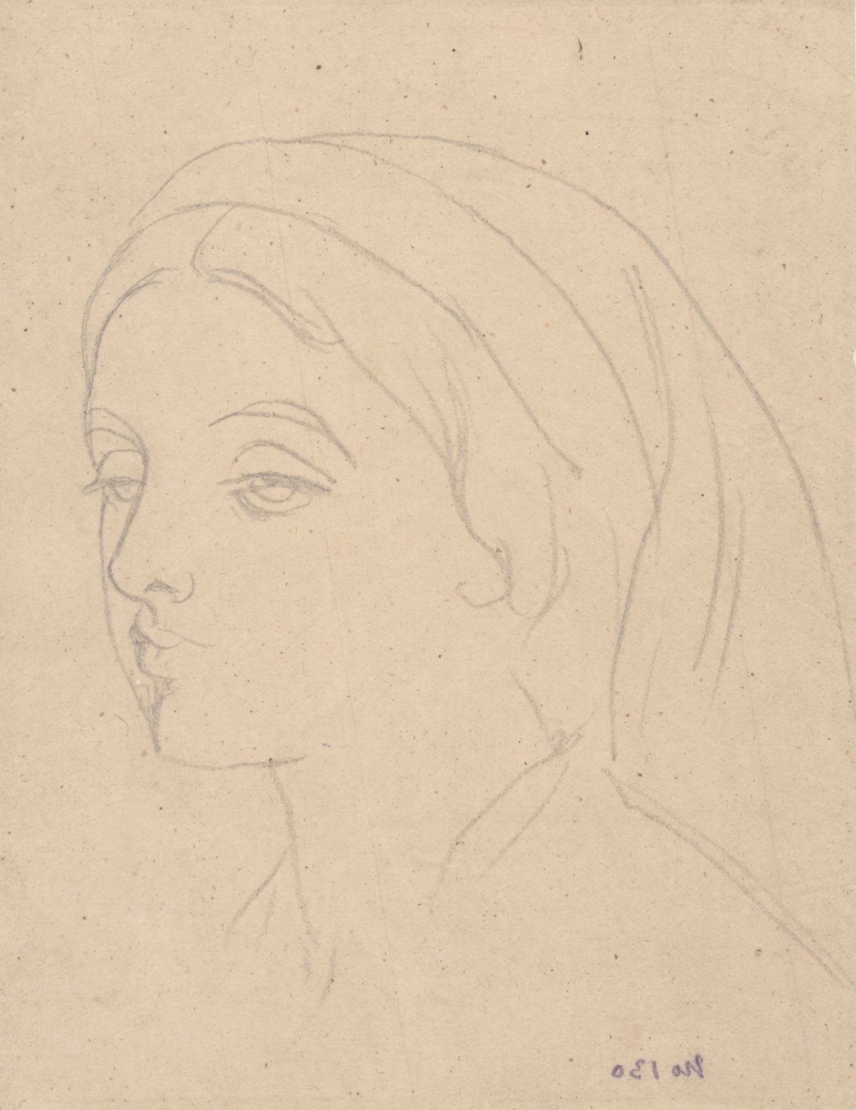 Lord Leighton PRA, Tracing of the head of a girl