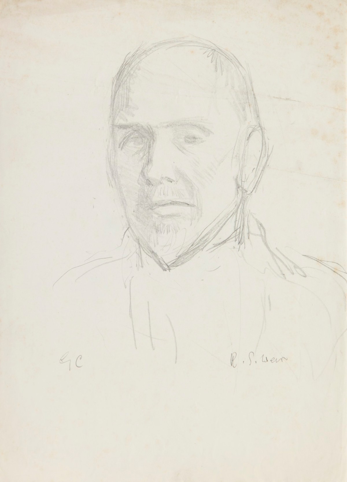 Sir George Clausen RA, Study of the head of a bearded man (Robert Weir Schultz)
