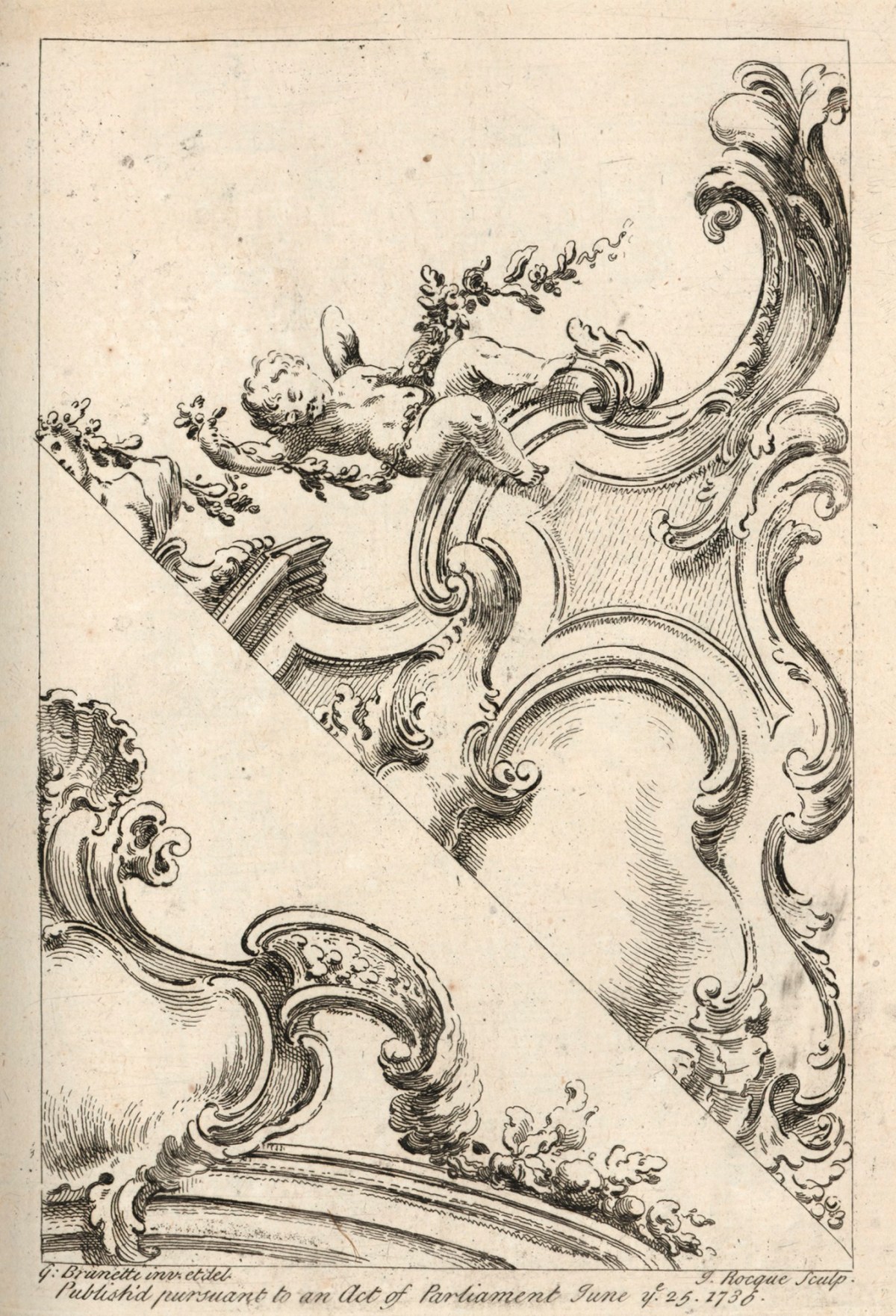 Gaetano Brunetti, Two designs for scrolled cartouches