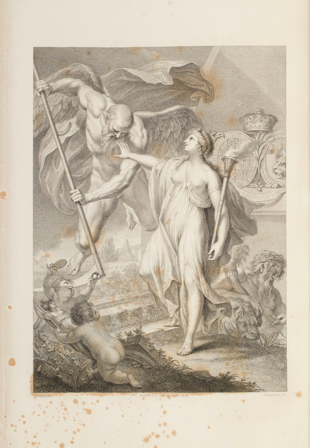 Giovanni Battista Cipriani RA, Virtue pushing back Time (frontispiece to volume two of Gemmarum Antiquarum)