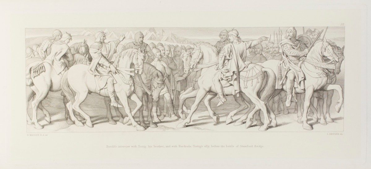 Daniel Maclise RA, Harold's interview with Tostig his brother, and with Hardrada, Tostig's ally, before the battle of Stamford Bridge
