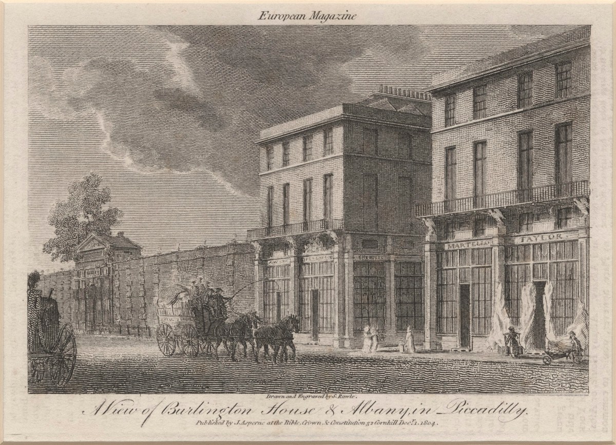 Samuel Rawle, A View of Burlington House & Albany, in Piccadilly