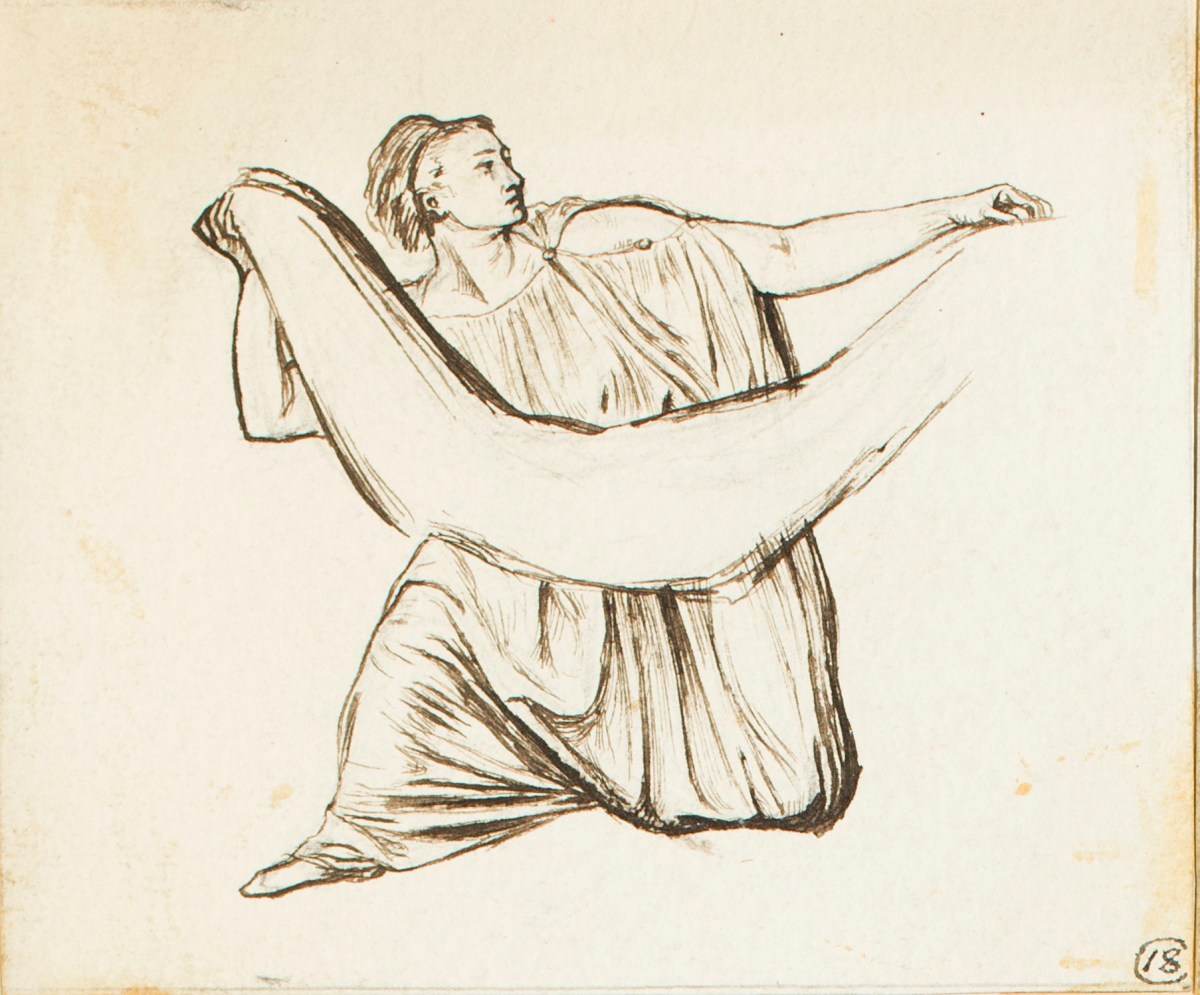 Henry Hugh Armstead RA, Study of a female figure holding a scroll for the 'Engineers Vase'