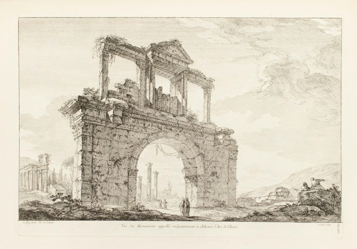 Julien-David Le Roy, View of the monument called commonly at Athens, the Arc of Theseus.