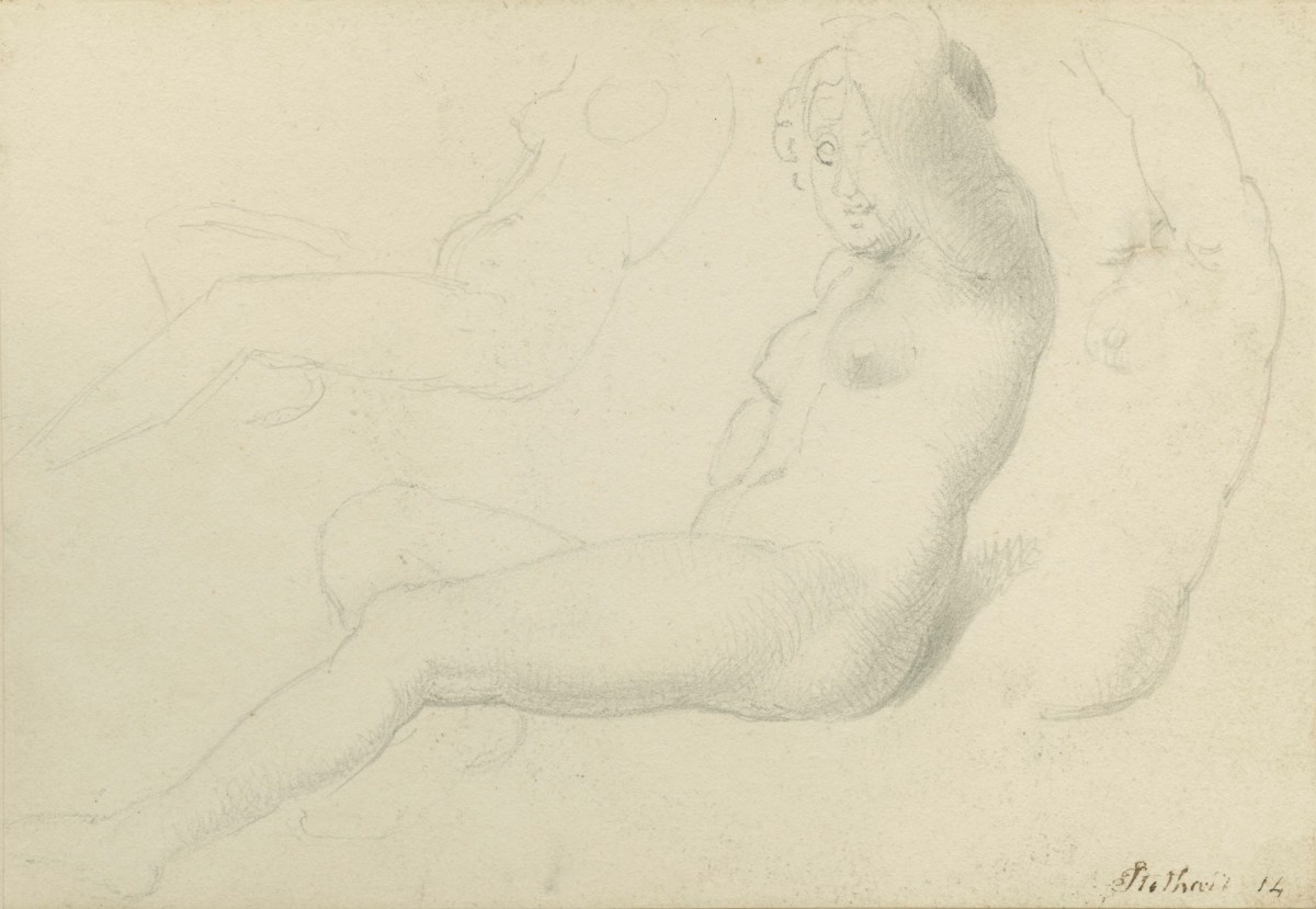Thomas Stothard RA, Three sketches of a seated female nude