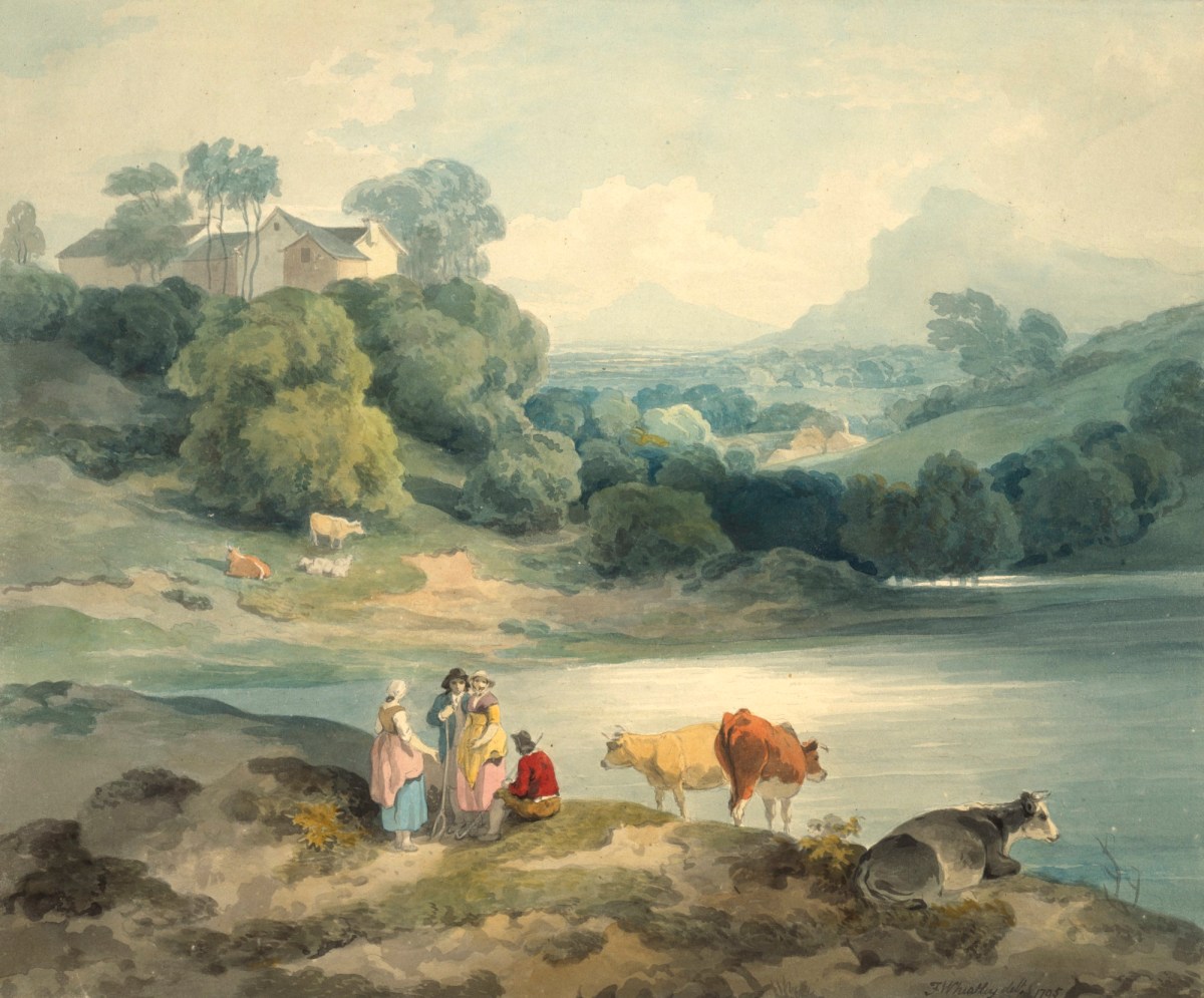 Francis Wheatley RA, Figures and cattle by a lake
