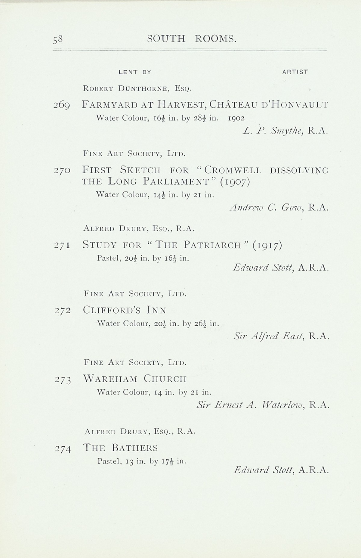 Page 60 of 1922 - Exhibition of Works by recently deceased Members of the Royal Academy