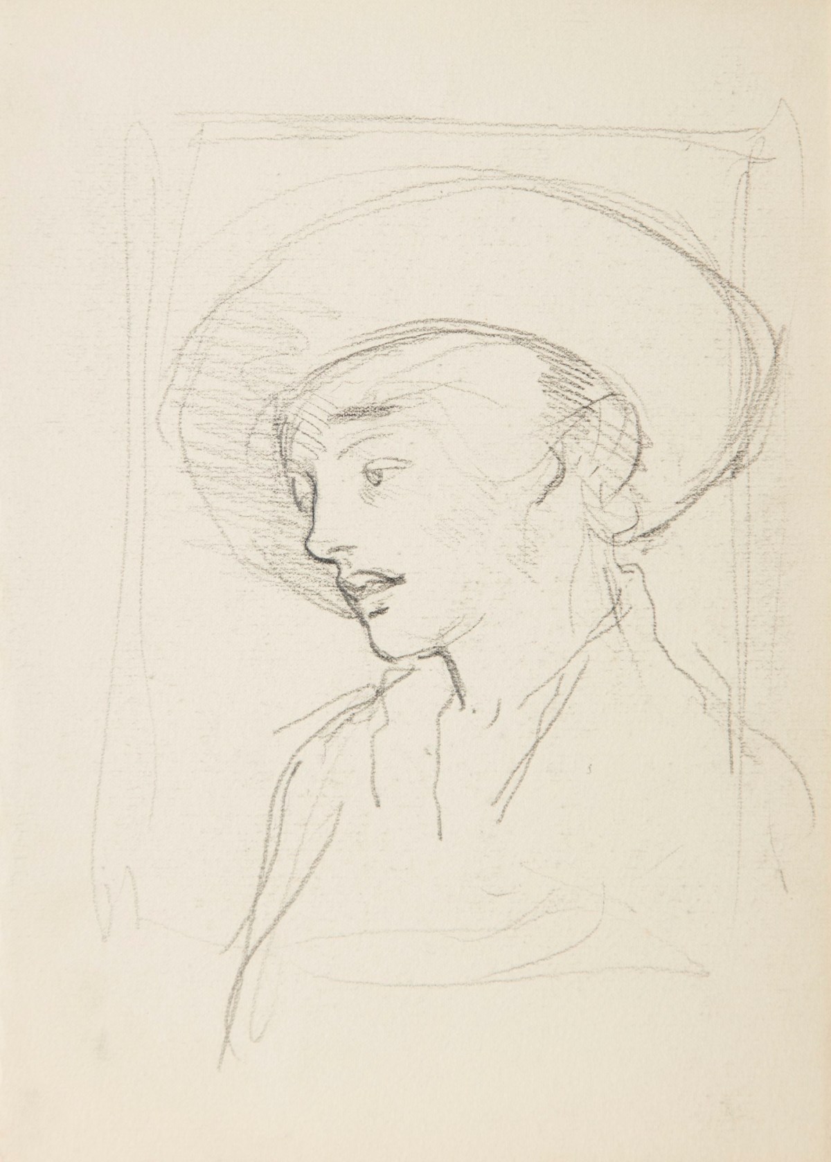 Sir George Clausen RA, Study of a head wearing a broad-brimmed hat