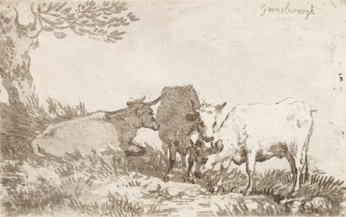 Thomas Gainsborough RA, Three Cows on a Hillside