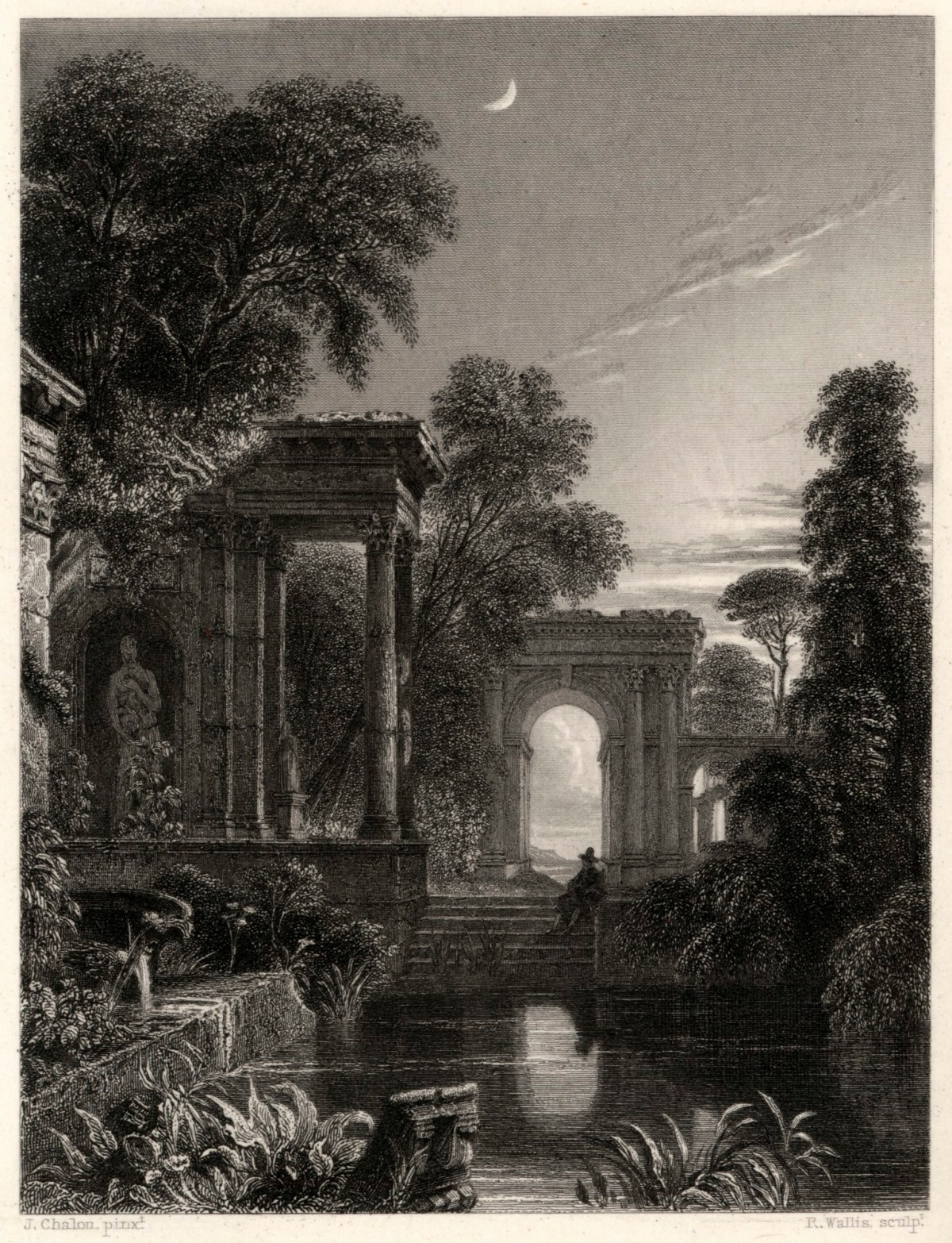 J.J. Chalon RA, A Ruined Fountain