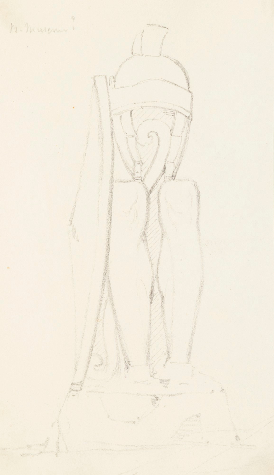 Richard Westmacott the Younger RA, Pencil drawing of a Classical sculpture of a shield and armour