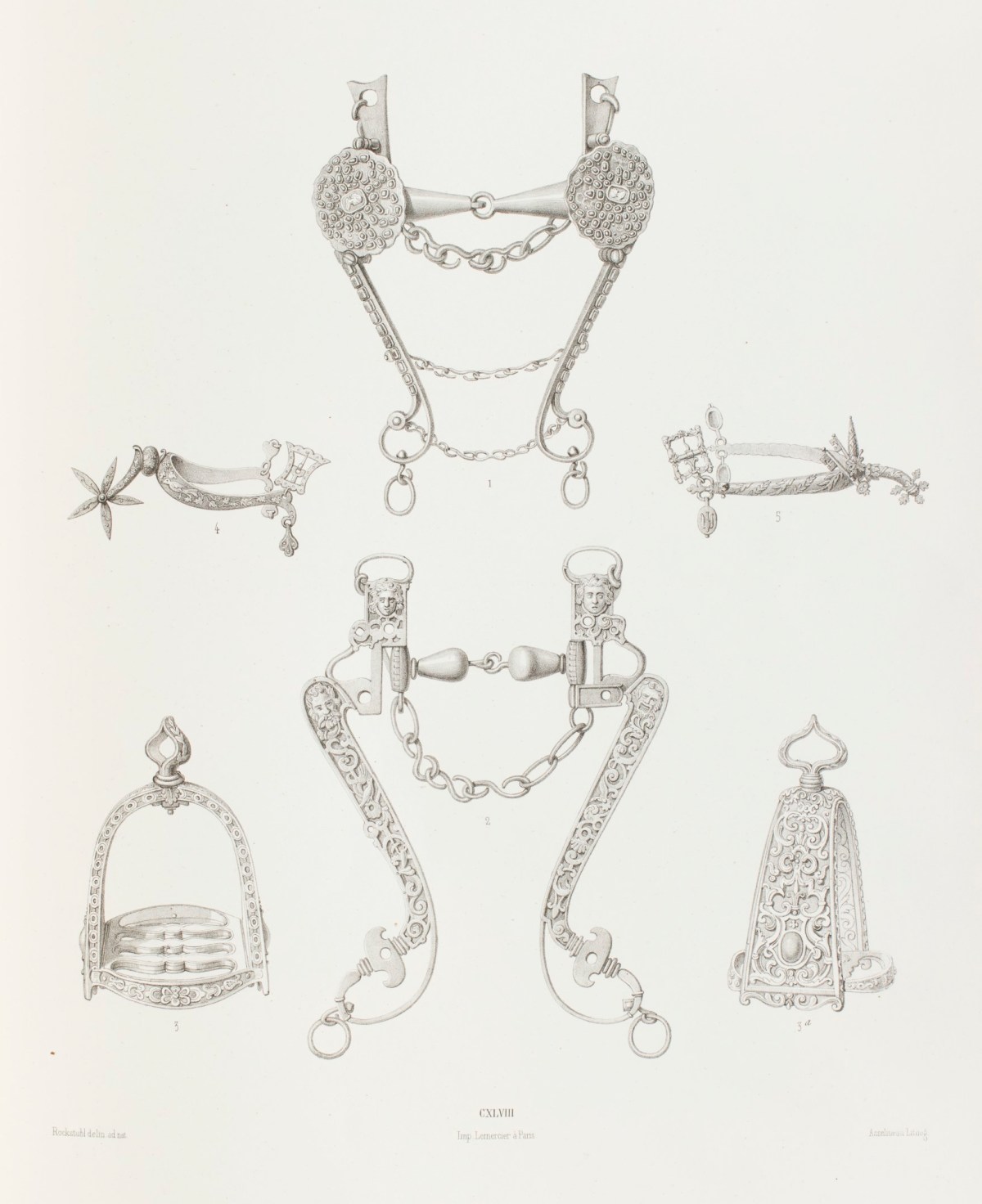 Alois Gustav Rockstuhl, Ornamented horse bits, decorated spurs and stirrups - 15th to 17th century