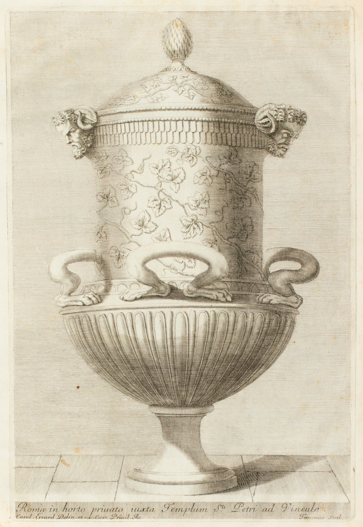 Charles Errard le fils, Vase with vine motif and satyr head mascaron.