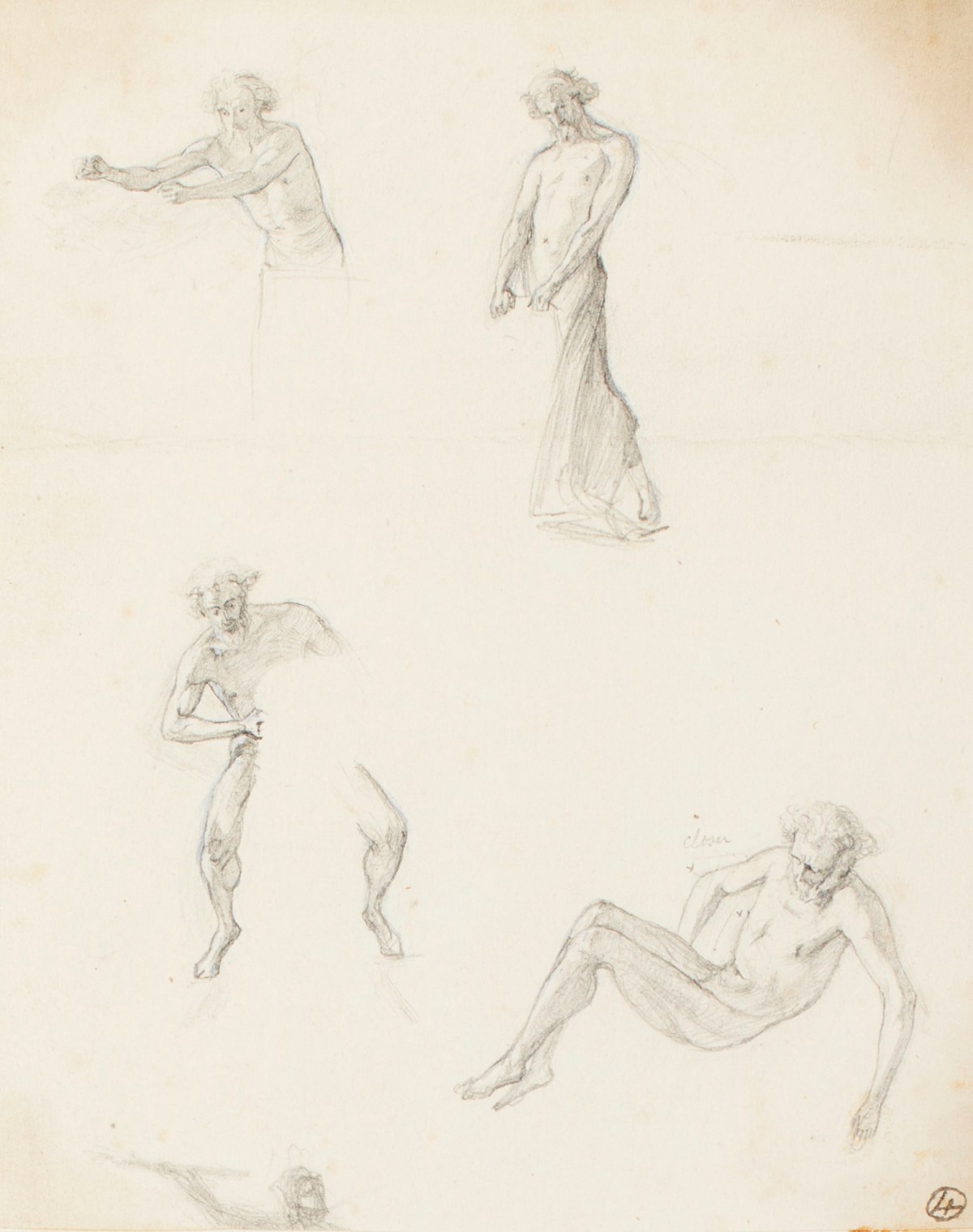 Henry Hugh Armstead RA, Four figure studies for 'The Sun and Moon Stand Still'