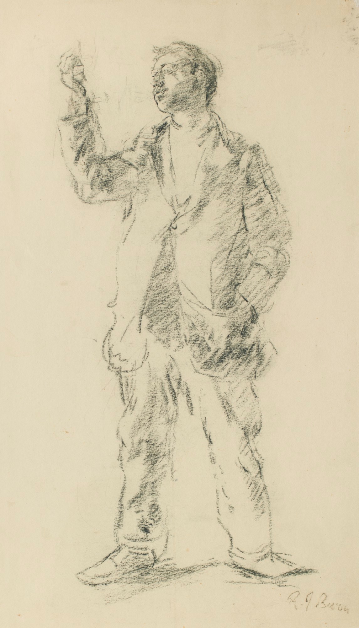 Drawing of a standing man viewed from the front  Works of Art  RA  Collection  Royal Academy of Arts