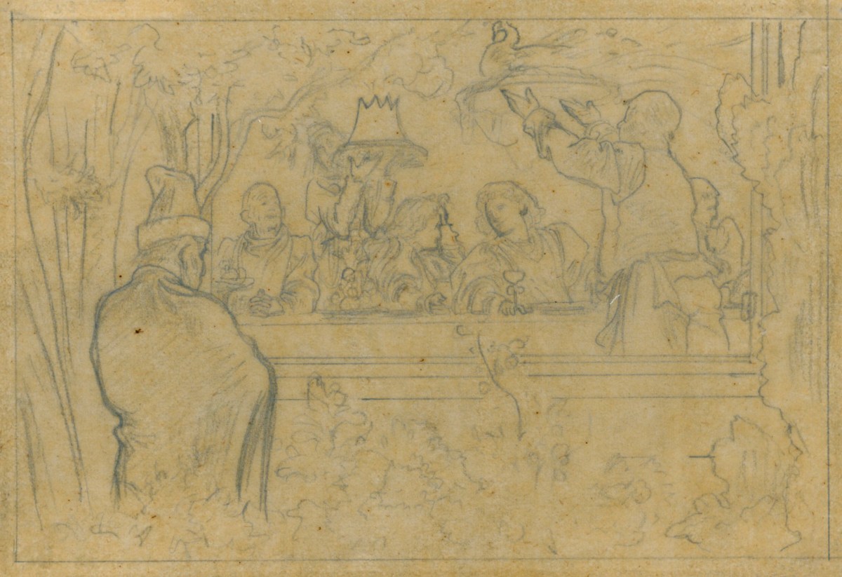 Lord Leighton PRA, Tracing for 'A Supper in the Rucellai Gardens'