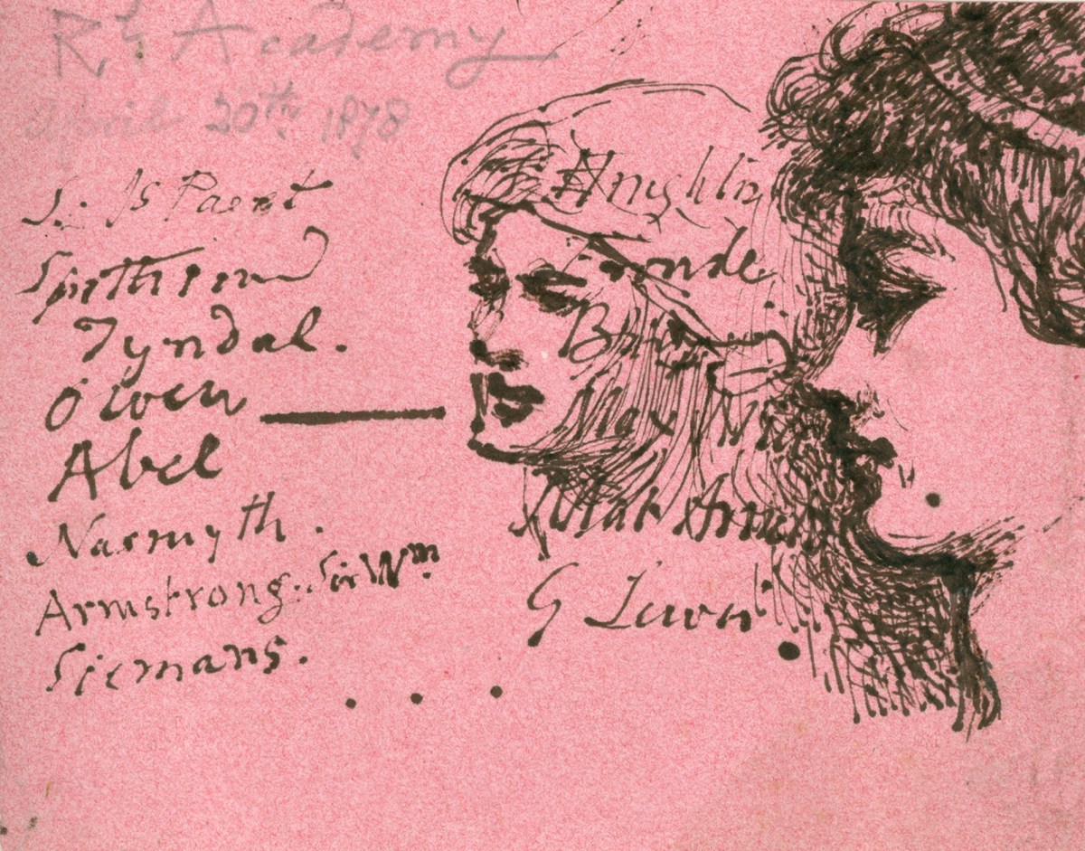 Sir John Gilbert RA, Sketches of heads with notes