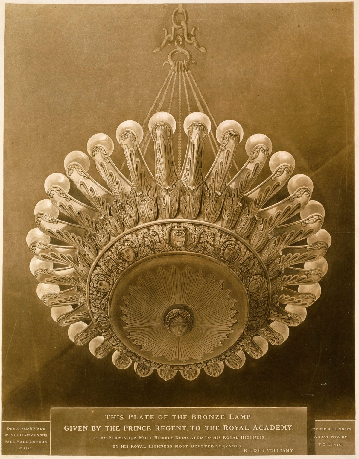 Henry Moses and Frederick Christian Lewis Snr., The Bronze Lamp given by the Prince Regent to the Royal Academy ... designed and made by Vulliamy & Sons, 1812