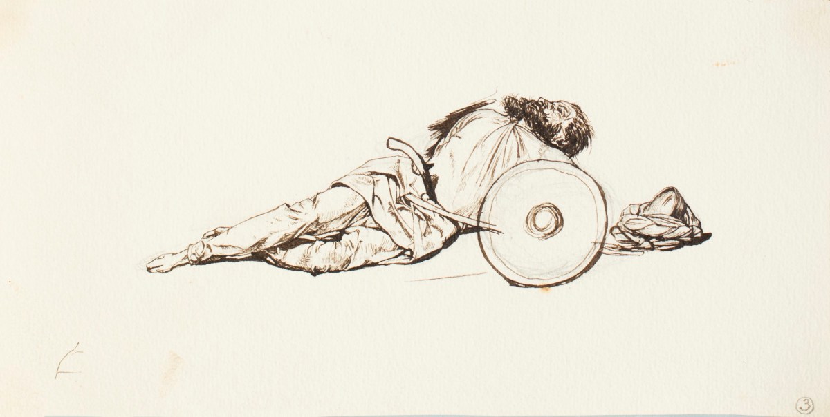 Henry Hugh Armstead RA, Study of a fallen figure for the Outram Shield