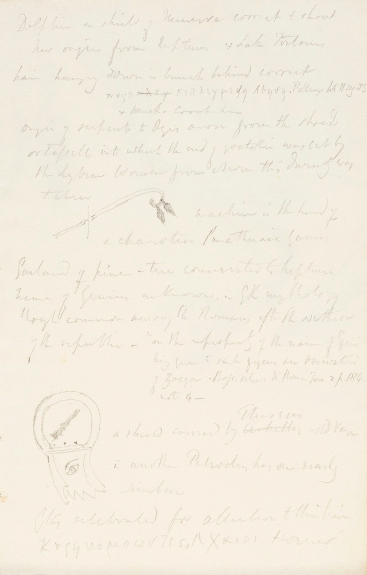 Richard Westmacott the Younger RA, A sheet of notes illustrated with sketches