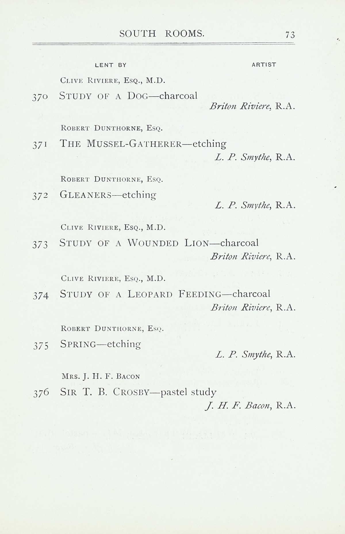 Page 75 of 1922 - Exhibition of Works by recently deceased Members of the Royal Academy