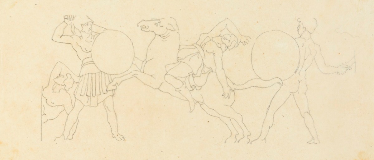 Richard Westmacott the Younger RA, Tracing after drawings based on the frieze at the Temple of Artemis Leucophryne (or Leucophrys), Magnesia
