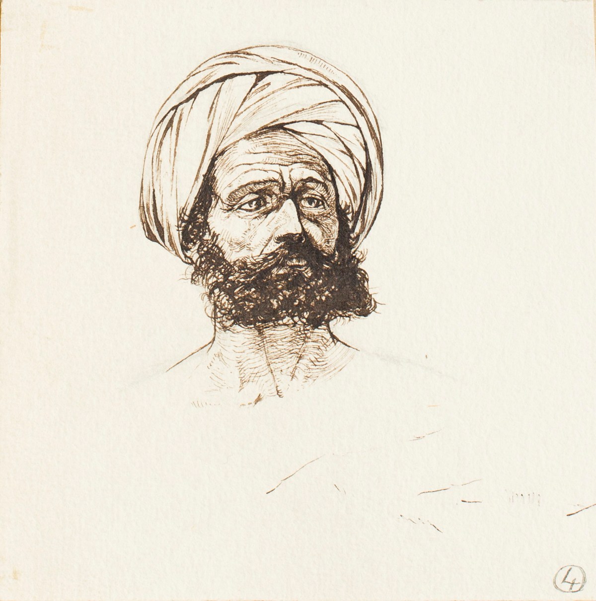 Henry Hugh Armstead RA, Study of the head of a man wearing a turban for 'The Dead Man of Bethany'
