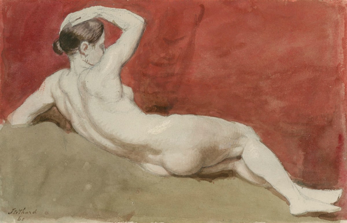 Thomas Stothard RA, Reclining female nude with red backdrop